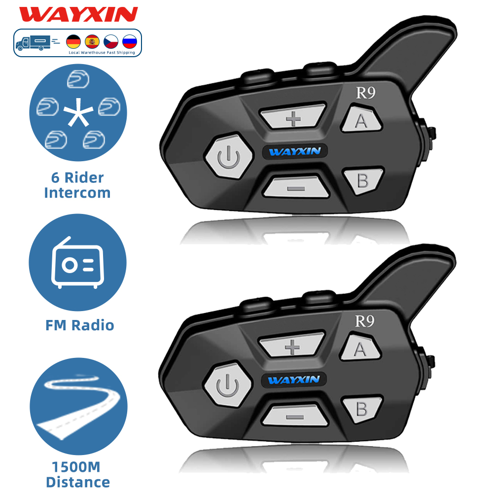Universal Motorcycle Helmet Intercom Headset - WAYXIN R9 Interfono per moto Cuffie