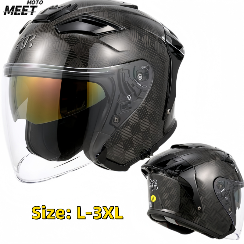 Carbon Fiber Lightweight Motorcycle Helmet - Casco integrale per moto, con doppia