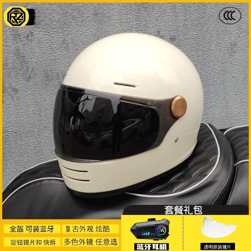 Casco Integrale Retrò ORZ per  - Full Face Motorcycle Helmet With Bluetooth recensione e prezzo